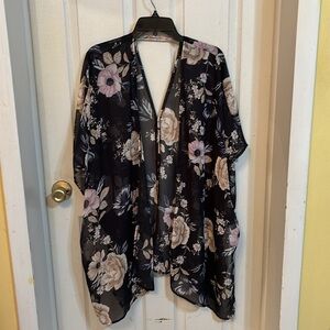 Black floral sheer cover